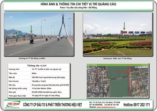 Bảng quảng cáo ( Pano , billboard) 1 trụ bên bờ sông Hàn, Tp Đà Nẵng