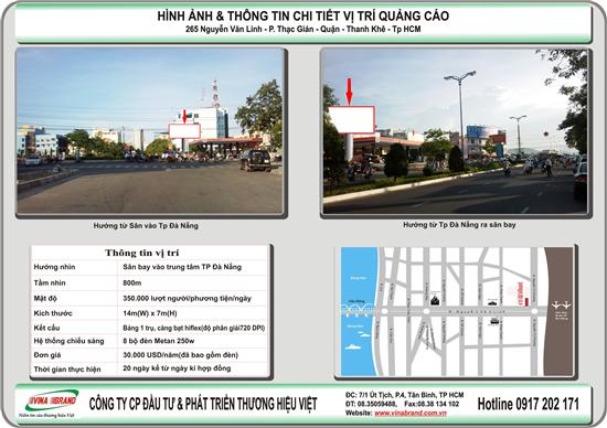 VINA BRAND cho thue Pano (billboard) 1 trụ đầu đường từ sân bay Đà Năng vào Tp