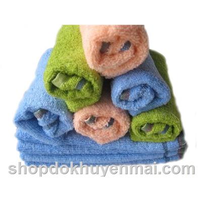 Khăn mặt cao cấp kháng khuẩn 100% cotton - Màu xanh dương, hồng