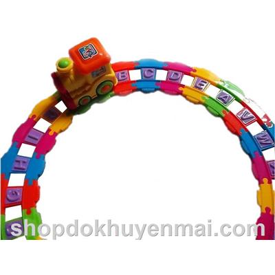 Bộ đường ray chữ cái + xe lửa Enfa - Tặng pin