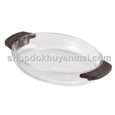 Chảo thủy tinh Lock & Lock 1.12L - Quai màu nâu, cam