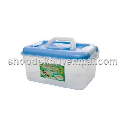 Hộp nhựa Hiệp Thành 1,5 lít có quai xách tiện lợi - Nắp màu đỏ