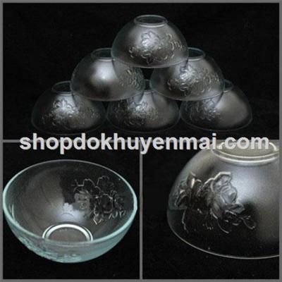 Bộ 6 chén cơm thủy tinh Indo