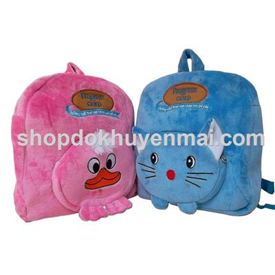 Balo S26 vải nhung mềm mịn cho bé - Màu xanh, cam