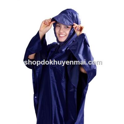 Áo mưa vải dù hai lớp cao cấp 1m4 - Chỉ có màu xanh đen