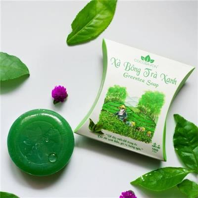 Bánh xà bông trà xanh thiên nhiên cao cấp Cocosavon 100g - Thương hiá»u Cô Ba - Date: 2021