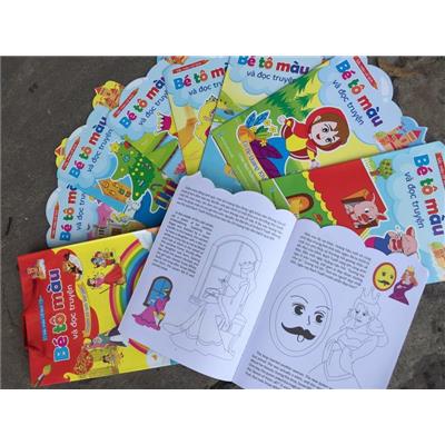 Bộ 8 Sách Bé TÔ MÀU Và ĐỌC TRUYỆN Song Ngữ Theo Chủ Đề 16 Trang - Kt: (23.5 x 17) cm