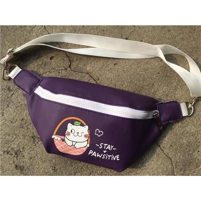 Túi Bao Tử "Stay Pawsitive" MÀU TÍM Chống Uớt Cho Nữ - Kt: (27 x 12.5 x 7) cm