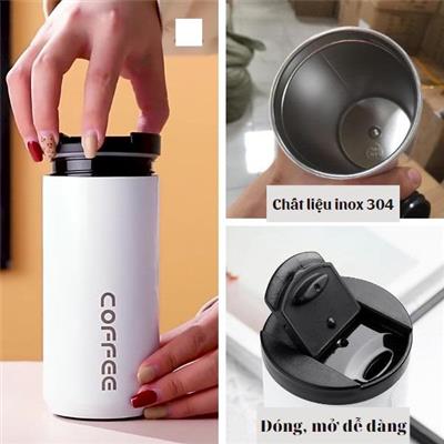 TRẮNG: Ly Giữ Nhiệt Lưỡng Tính Coffee 400ml