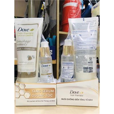 Kem Xả Dove Serum 2in1 Phục Hồi & Ngăn Gãy Rụng 230ml Hair Therapy Breakage Remedy Serum + Conditioner TẶNG KÈM SERUM