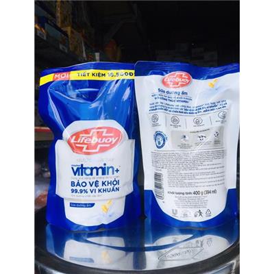 TÚI Nước Rửa Tay Lifebuoy (Refill) 400g Công Thức Vitamin + Sữa Dưỡng Ẩm