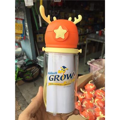 CAM: Bình Nhựa Grow Có Ống Hút Và Dây Đeo 480ml