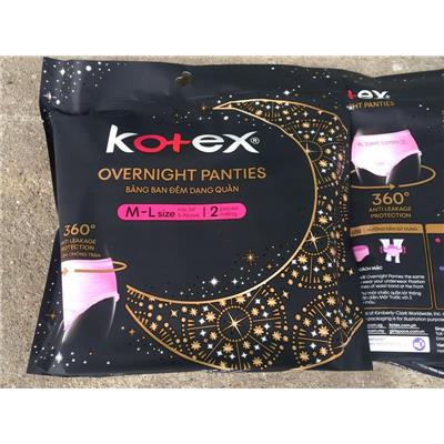 Băng Vệ Sinh KOTEX Ban Đêm DẠNG QUẦN Size M-L, Bịch 2 miếng  Bang Ve Sinh KOTEX Ban Dem DANG QUAN Size M-L, Bich 2 mieng