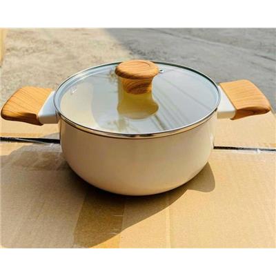 TRẮNG NGÀ, VÂN GỖ: NỒI Chống Dính Men Gốm GREEN COOK GCS228-20IH Size 20cm Đáy Từ  TRANG NGA, VAN GO: NOI Chong Dinh Men Gom GREEN COOK GCS228-20IH Size 20cm Day Tu