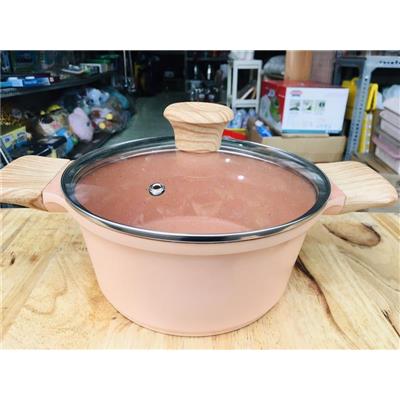 HỒNG CAM, VÂN GỖ: NỒI Đúc Vân Đá Cao Cấp 8 Lớp GREEN COOK GCS2201-20IH Size 20cm Đáy Từ  HONG CAM, VAN GO: NOI Duc Van Da Cao Cap 8 Lop GREEN COOK GCS2201-20IH Size 20cm Day Tu