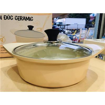 HỒNG CAM, THÂN THẤP: NỒI Đúc Vân Đá Cao Cấp 5 Lớp GREEN COOK GCS02-20IHGP Size 22cm Đáy Từ