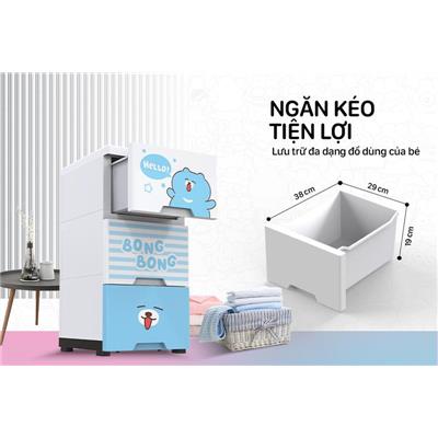 XANH: Tủ Nhựa Sơ Sinh 3 ngăn Happy Baby Sunhouse KS-CA343B3 + PHỤ PHÍ 50 NGÀN