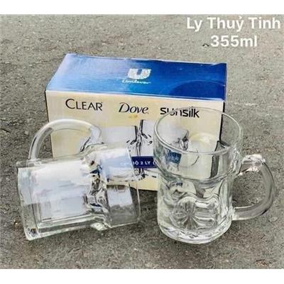 Hộp 2 Ly Quai Thủy Tinh Uống Bia Clear Men 355ml