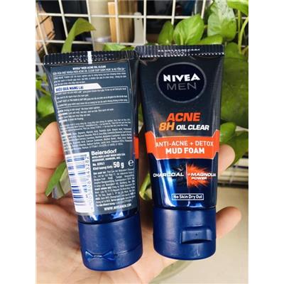 Sữa Rửa Mặt NIVEA MEN Giúp Giảm Mụn & Hư Tổn Da 50g Anti Acne Oil Control Mud Foam