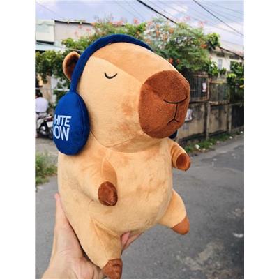 Gấu Bông "Bộ Trưởng Bộ Ngoại Giao" CapyBara Đeo Tai Nghe, Cao 30cm