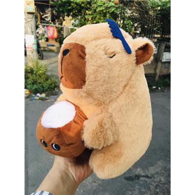 Gấu Bông "Bộ Trưởng Bộ Ngoại Giao" CapyBara Ôm Trái Dừa, Cao 25cm