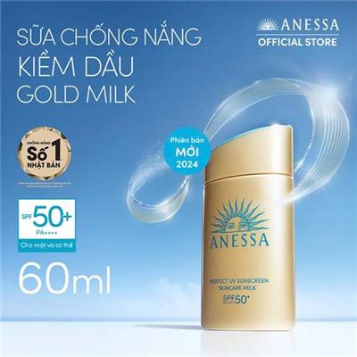 VÀNG: Sữa Chống Nắng Anessa Dưỡng Da Kiềm Dầu 60ml (Bản Mới 2024) Perfect UV Sunscreen Skincare Milk N SPF50+ PA++++