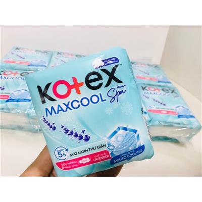 MỘT GÓI Băng vệ sinh Kotex Max Cool French Spa siêu mỏng cánh 23 cm (8 miếng)  MOT GOI Bang ve sinh Kotex Max Cool French Spa sieu mong canh 23 cm (8 mieng)