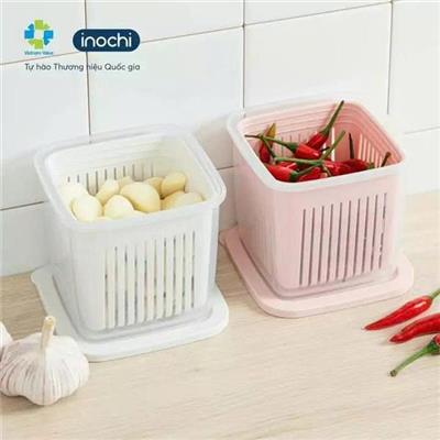 Hộp Đựng HÀNH TỎI Vuông Hokkaido Inochi 500ml  Hop Dung HANH TOI Vuong Hokkaido Inochi 500ml