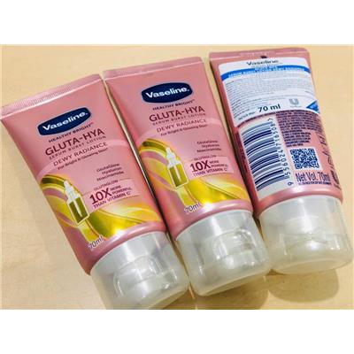 COMBO 3 TUÝP Sữa Dưỡng Thể Vaseline Sáng Da Chuyên Sâu Ban Đêm 330ml Gluta-Hya Serum Burst Lotion Dewy Radiance 70ML(x3)