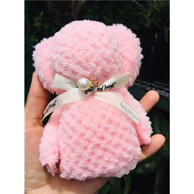 Khăn Lông Mềm Mịn XẾP HÌNH GẤU Thắt Nơ Đựng Trong Túi Voan Xinh  Khan Long Mem Min XEP HINH GAU That No Dung Trong Tui Voan Xinh