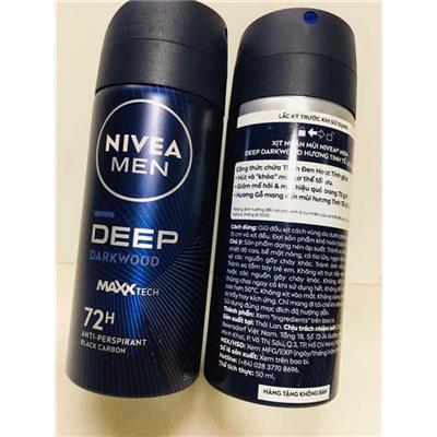 Xịt Ngăn Mùi NIVEA MEN Deep Dark Wood Hương Tinh Tế Lịch Lãm 50ml