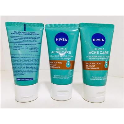 COMBO 3 TUÝP: Sữa Rửa Mặt Nivea DERMA Acne Care 50ml Cho DA MỤN