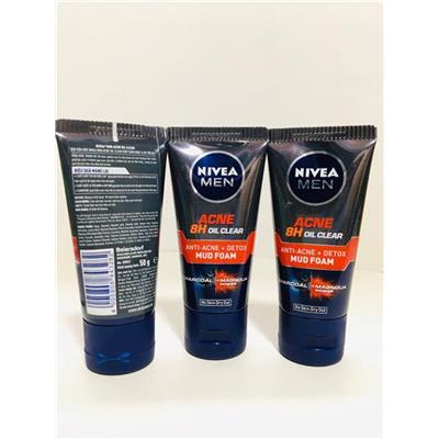 COMBO 3 TUÝP: Sữa Rửa Mặt NIVEA MEN Giúp Giảm Mụn & Hư Tổn Da 50g Anti Acne Oil Control Mud Foam