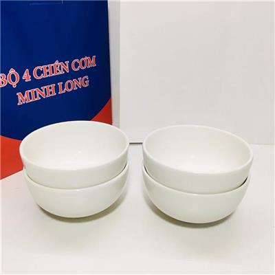 Hộp 4 Chén Cơm MINH LONG 10 cm - Gourmet Lys - Trắng Ngà