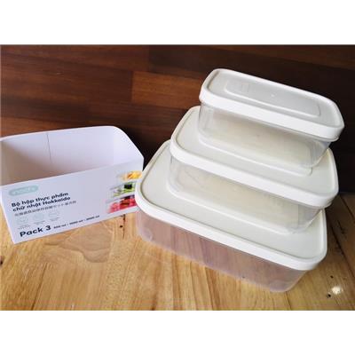Bộ 3 Hộp Thực Phẩm Chữ Nhật 2000ml, 1000ml, 500ml HOKKAIDO INOCHI  Bo 3 Hop Thuc Pham Chu Nhat 2000ml, 1000ml, 500ml HOKKAIDO INOCHI