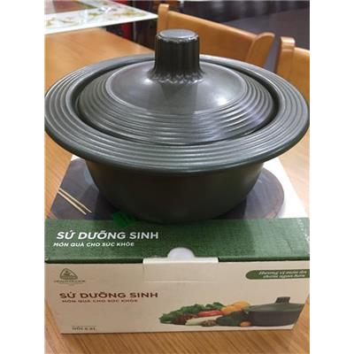 Nồi Sứ Dưỡng Sinh Minh Long 0.8 Lít Vành Tròn