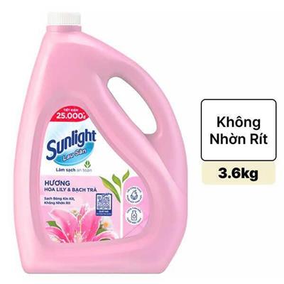 HỒNG LILY: Nước Lau Sàn Sunlight Tinh Dầu Thảo Mộc HƯƠNG HOA LILY VÀ BẠCH TRÀ Can 3.6kg