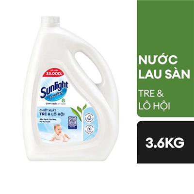 TRẮNG: Nước Lau Sàn Sunlight Làm Sạch An Toàn Chiết Xuất TRE VÀ LÔ HỘI Can 3.6kg