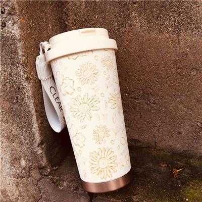 Ly Giữ Nhiệt GỪNG VÀ HOA CÚC 500ml Có Dây Xách