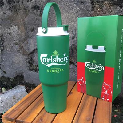 Ly Giữ Nhiệt CARLSBERG MÀU XANH LÁ Size Lớn 890ml Có Quai Xách