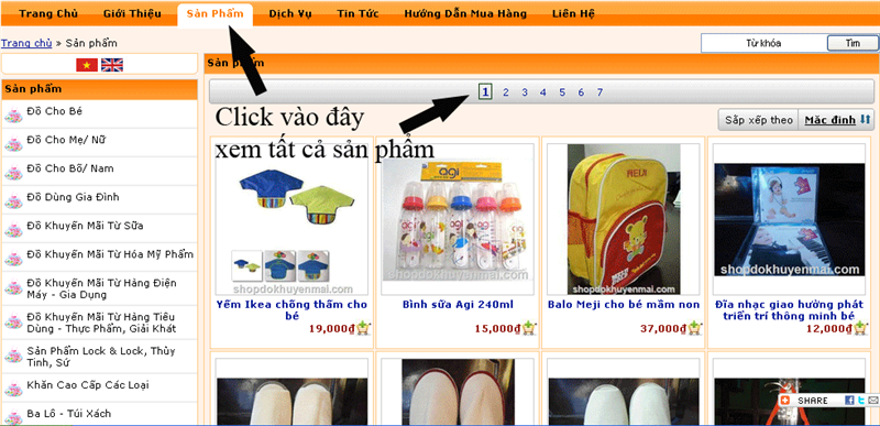 Click xem tat ca san pham