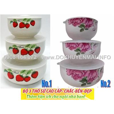 Bộ 3 thố sứ cao cấp - sang trọng