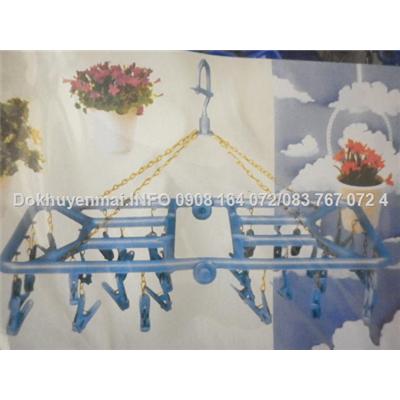 Japan-Giàn 32 kẹp phơi quần áo mắc xích kim loại chống rỉ , chống iòn gãy-60k
